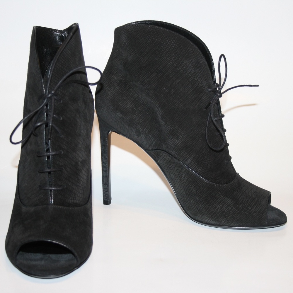 Saint Laurent YSL Jane 105 Open Toe Lace Up Ankle Boots Booties